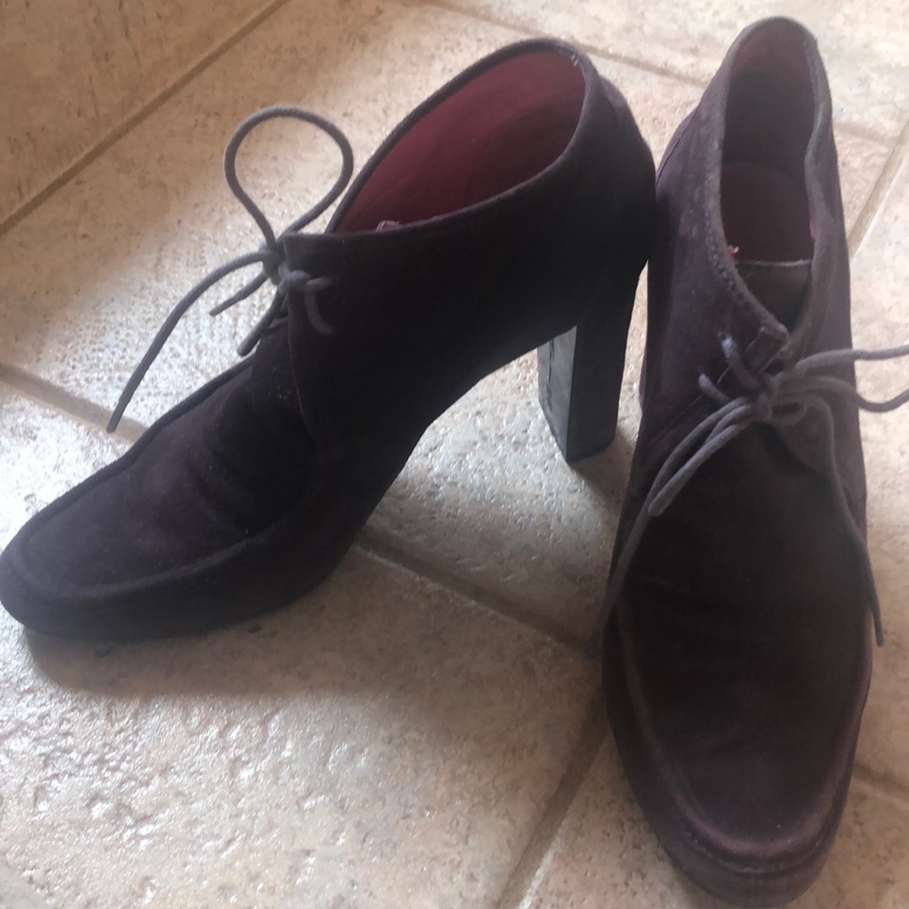 Purple suede booties